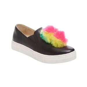 SEYCHELLES Gizmo Faux Leather Pompom Sneakers Flats Womens Shoes Black NIB